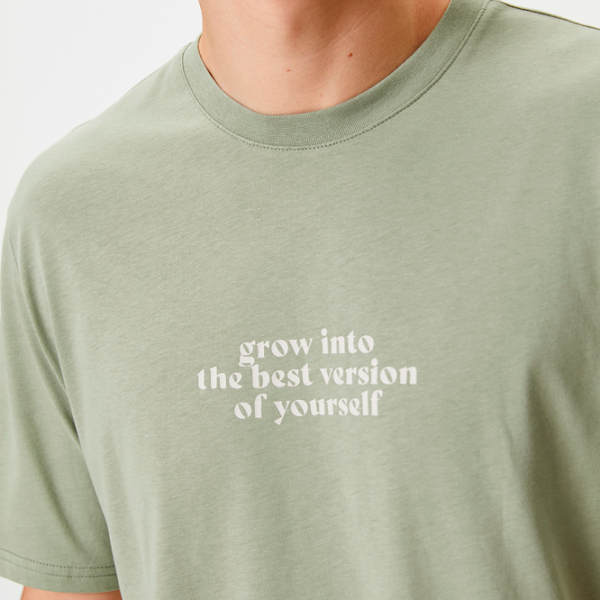 Tricou pentru bărbați Koton 4SAM10041HK 100% bumbac/ Khaki photo 3