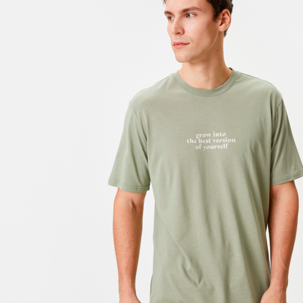 Tricou pentru bărbați Koton 4SAM10041HK 100% bumbac/ Khaki photo 4