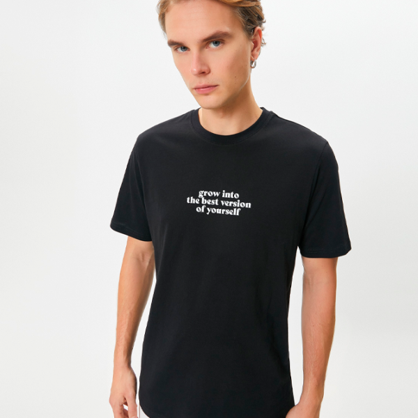 Tricou pentru bărbați Koton 4SAM10041HK 100% bumbac/ Black photo 3