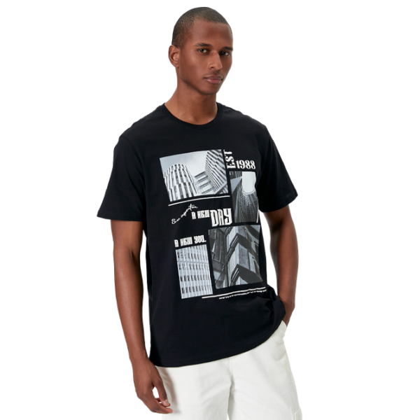 Tricou pentru bărbați Koton 4SAM10292HK 100% bumbac/ Black photo 6