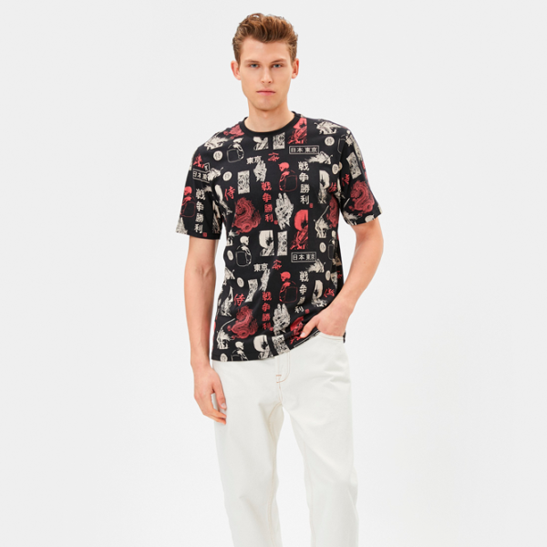 Tricou pentru bărbați Koton 4SAM10031HK 100% bumbac/ Black photo 3 Tricou pentru bărbați Koton 4SAM10031HK 100% bumbac/ Black photo 3
