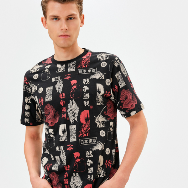 Tricou pentru bărbați Koton 4SAM10031HK 100% bumbac/ Black photo 4 Tricou pentru bărbați Koton 4SAM10031HK 100% bumbac/ Black photo 4