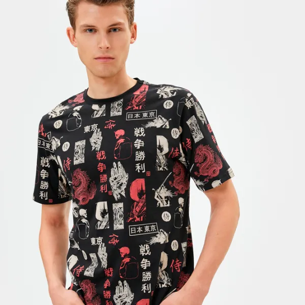 Tricou pentru bărbați Koton 4SAM10031HK 100% bumbac/ Black photo 4