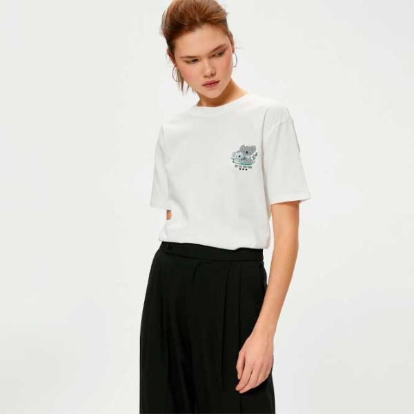 Tricou pentru femei Koton 4SAL10613IK 100% bumbac/ White photo 2 Tricou pentru femei Koton 4SAL10613IK 100% bumbac/ White photo 2