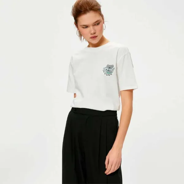 Tricou pentru femei Koton 4SAL10613IK 100% bumbac/ White photo 2