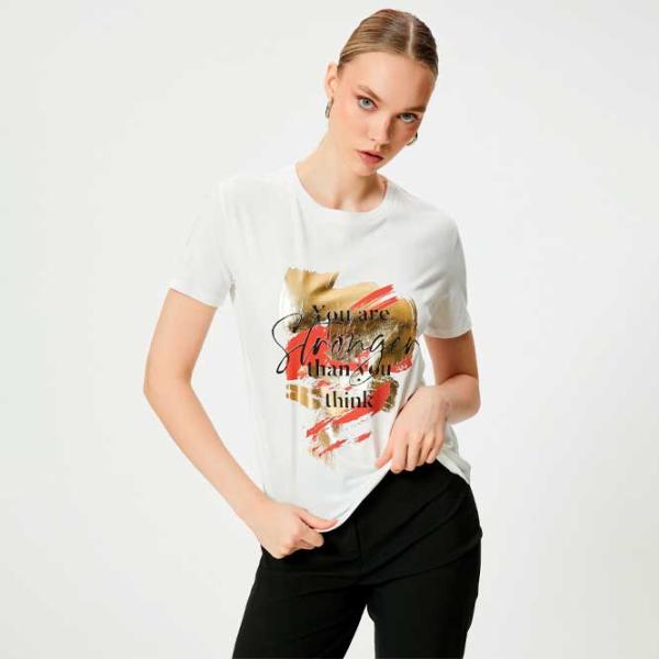 Tricou pentru femei Koton 4SAK50166EK 100% bumbac/ White photo 2