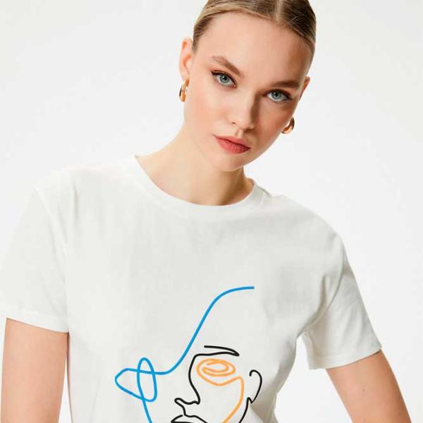 Tricou pentru femei Koton 4SAK50389EK 100% bumbac/ White photo 2 Tricou pentru femei Koton 4SAK50389EK 100% bumbac/ White photo 2