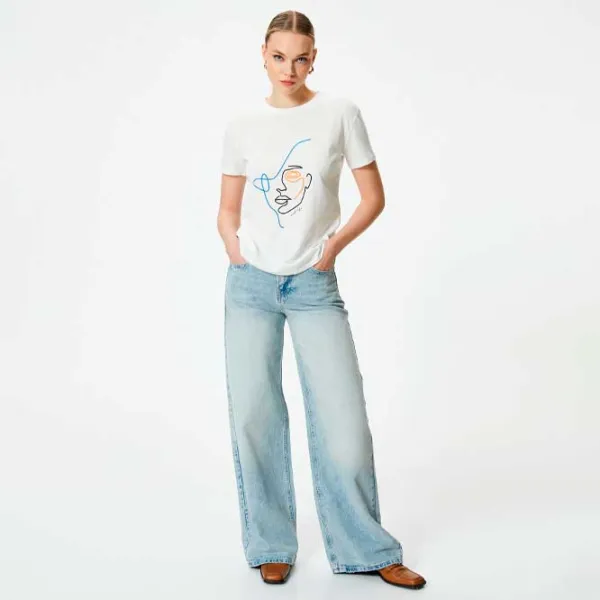 Tricou pentru femei Koton 4SAK50389EK 100% bumbac/ White photo 3 Tricou pentru femei Koton 4SAK50389EK 100% bumbac/ White photo 3