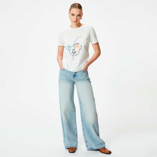 Tricou pentru femei Koton 4SAK50389EK 100% bumbac/ White photo 3 Tricou pentru femei Koton 4SAK50389EK 100% bumbac/ White photo 3