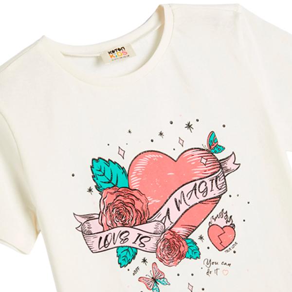 Tricou pentru fete Koton 4SKG10127AK 122 - 128 cm / Beige photo 3 Tricou pentru fete Koton 4SKG10127AK 122 - 128 cm / Beige photo 3