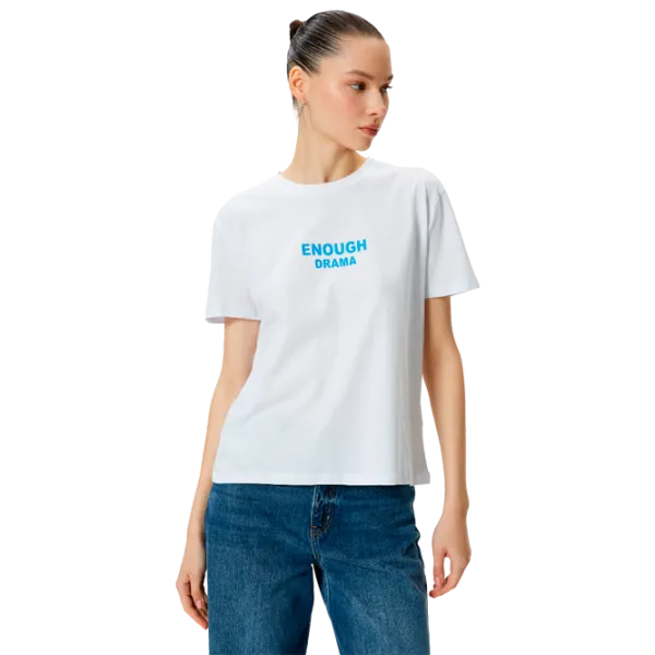 Футболка для женщин Koton 4SAL10208IK 100% хлопок/ Белый photo 2