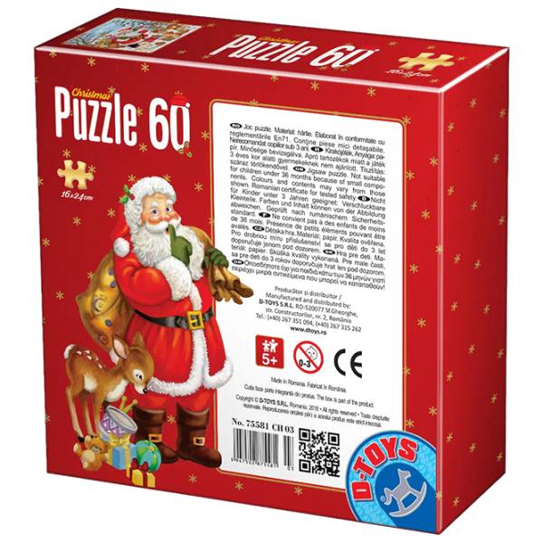 Puzzle 2D D-TOYS Moș Crăciun, cu jucării și animăluțe 5+/ Numărul de piese: 60 photo 2 Puzzle 2D D-TOYS Moș Crăciun, cu jucării și animăluțe 5+/ Numărul de piese: 60 photo 2