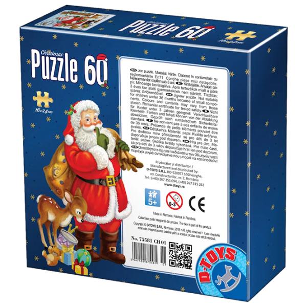 Пазл 2D D-TOYS Дед Мороз 5+/ Количество деталей: 60 photo 2 Пазл 2D D-TOYS Дед Мороз 5+/ Количество деталей: 60 photo 2