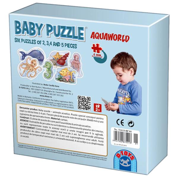 Set de puzzle-uri D-TOYS Animale acvatice 2+/ Numărul de piese: 21 photo 2