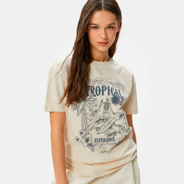 Tricou pentru femei Koton 4SAL10052IK 100% bumbac/ Beige photo 2