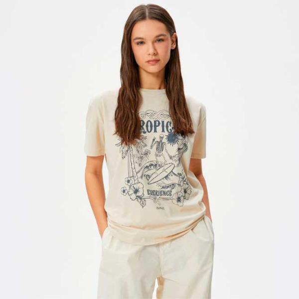 Tricou pentru femei Koton 4SAL10052IK 100% bumbac/ Beige photo 3