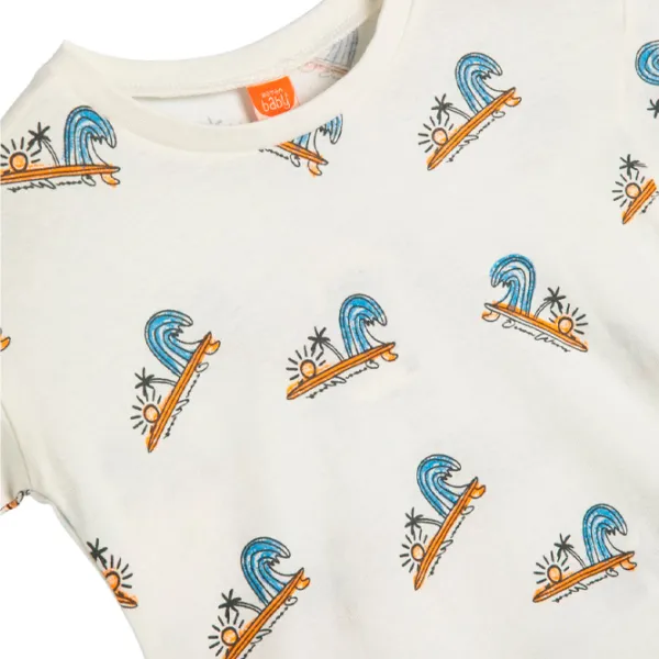 Tricou pentru băieți Koton 4SMB10148TK 104/ Ecru photo 3