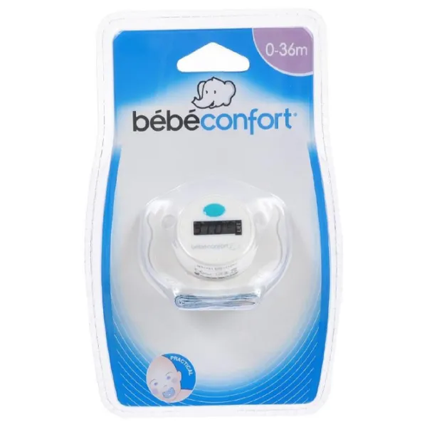 Пустышка с термометром круглая Bebe Confort 32000140 Унисекс/ 0 месяцев - 3 года/ Силикон/ Белый photo 2