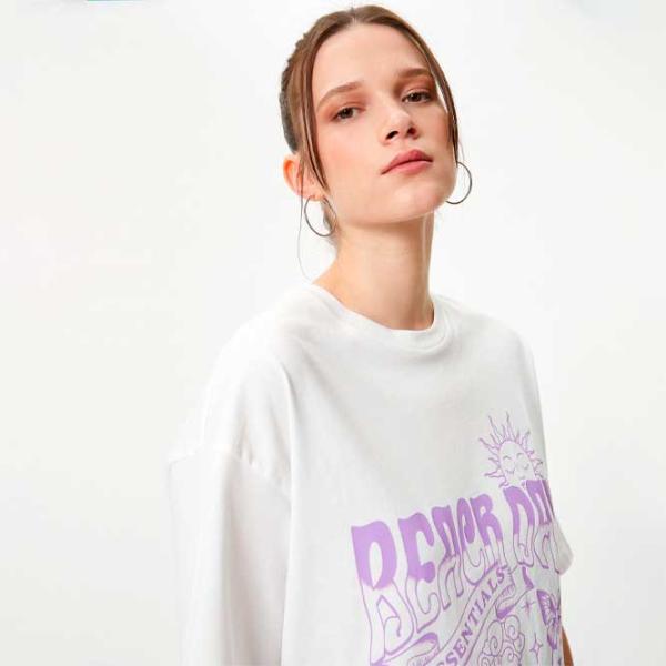 Tricou pentru femei Koton 4SAL10181IK 100% bumbac/ White photo 2 Tricou pentru femei Koton 4SAL10181IK 100% bumbac/ White photo 2