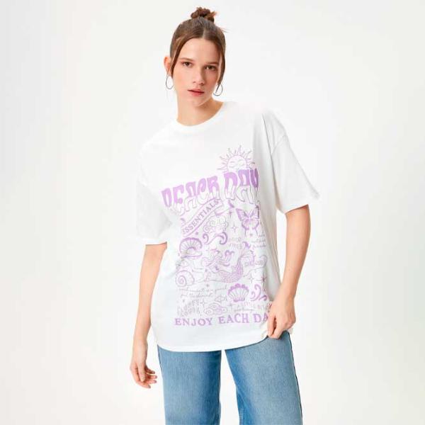 Tricou pentru femei Koton 4SAL10181IK 100% bumbac/ White photo 3 Tricou pentru femei Koton 4SAL10181IK 100% bumbac/ White photo 3