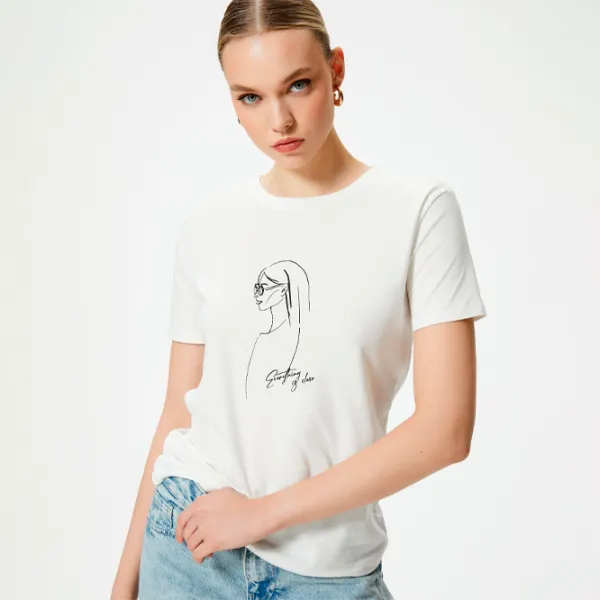 Tricou pentru femei Koton 4SAK50396EK 100% bumbac/ White photo 2