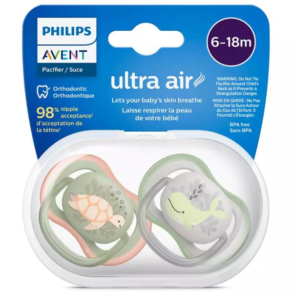 Соска ортодонтическая Philips Avent Ultra Air SCF085/ 60 Унисекс/ 6 месяцев - 18 месяцев/ Силикон/ Разноцветный photo 2
