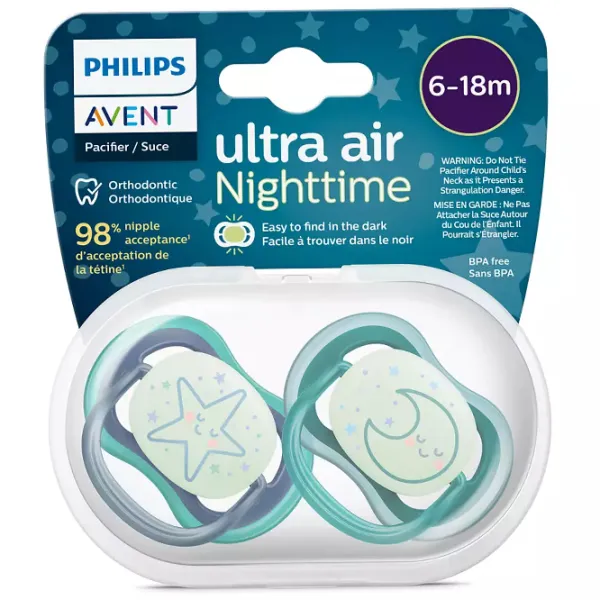 Suzetă cu tetina ortodontică Philips Avent Ultra Air Night SCF376/ 13 Unisex/ 6 luni - 18 luni/ Silicon/ Green photo 2 Suzetă cu tetina ortodontică Philips Avent Ultra Air Night SCF376/ 13 Unisex/ 6 luni - 18 luni/ Silicon/ Green photo 2