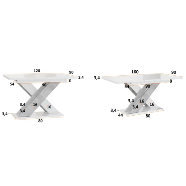 Masă de bucătărie extensibilă Prospero Xao 160 K350 PAL melaminat/ Gray photo 7