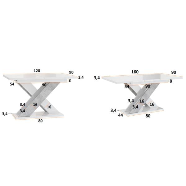 Masă de bucătărie extensibilă Prospero Xao 160 K350 PAL melaminat/ Gray photo 7
