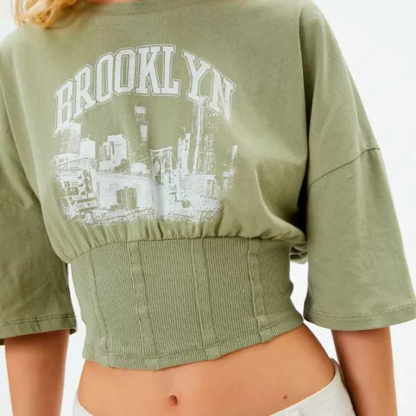 Футболка для женщин Koton 4SAL10003IK 100% хлопок/ Хаки photo 5