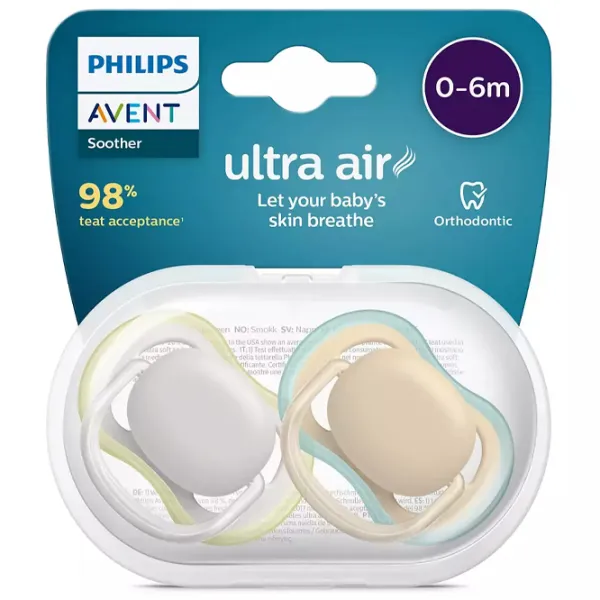 Соска ортодонтическая Philips Avent Ultra Air SCF085/ 15 Унисекс/ 0 месяцев - 6 месяцев/ Силикон/ Разноцветный photo 2