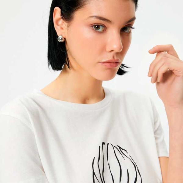 Tricou pentru femei Koton 4SAK50162EK 100% bumbac/ White photo 2