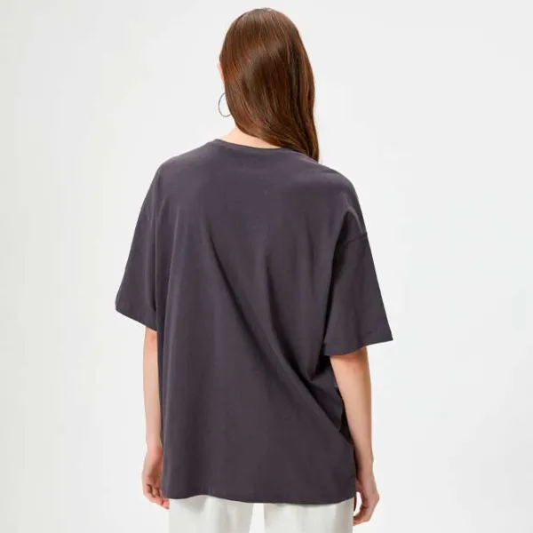 Tricou pentru femei Koton 4SAL10018IK 100% bumbac/ Anthracite photo 4