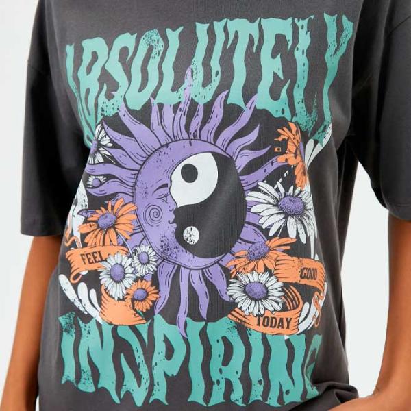 Tricou pentru femei Koton 4SAL10014IK 100% bumbac/ Anthracite photo 5