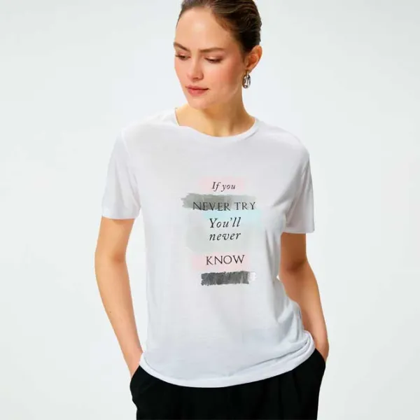 Tricou pentru femei Koton 4SAK50401EK 35% viscoză/ White photo 2