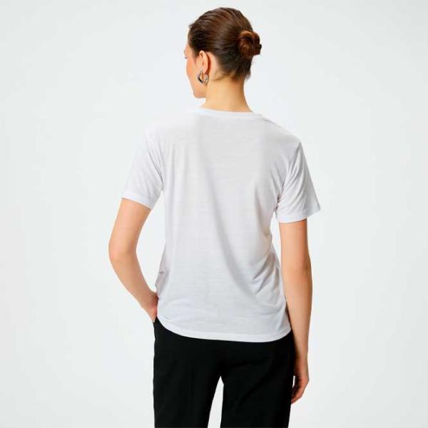 Tricou pentru femei Koton 4SAK50401EK 35% viscoză/ White photo 4 Tricou pentru femei Koton 4SAK50401EK 35% viscoză/ White photo 4