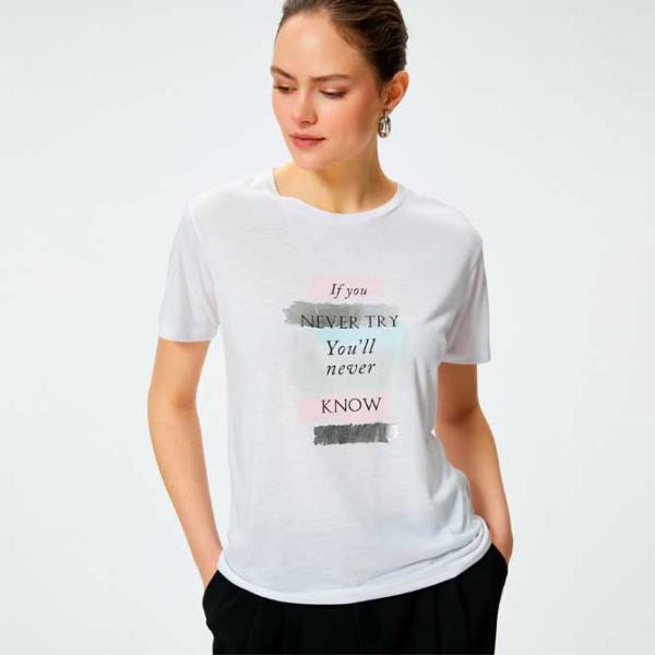 Tricou pentru femei Koton 4SAK50401EK 35% viscoză/ White photo 2