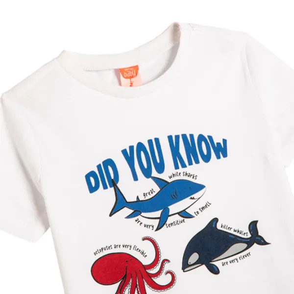 Tricou pentru băieți Koton 4SMB10075TK 110/ Ecru photo 3