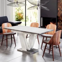Кухонный стол раскладной Prospero Masiv Stone/White Gloss ДСП/ Белый photo 2