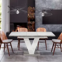 Кухонный стол раскладной Prospero Masiv Stone/White Gloss ДСП/ Белый photo 3