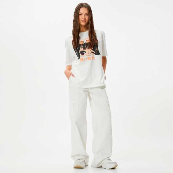 Tricou pentru femei Koton 4SAL10044IK 100% bumbac/ White photo 3