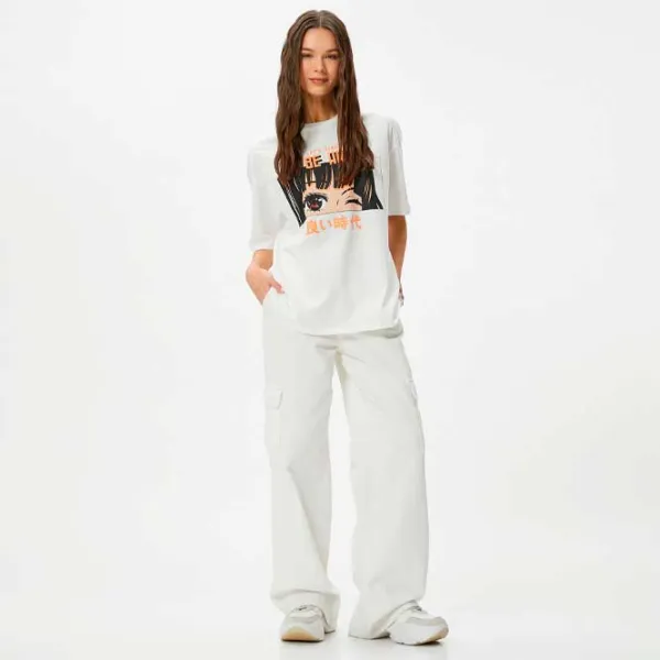 Tricou pentru femei Koton 4SAL10044IK 100% bumbac/ White photo 3