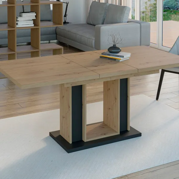 Masă de bucătărie extensibilă Prospero Forest Artisan Oak/Black PAL melaminat/ Black photo 3 Masă de bucătărie extensibilă Prospero Forest Artisan Oak/Black PAL melaminat/ Black photo 3