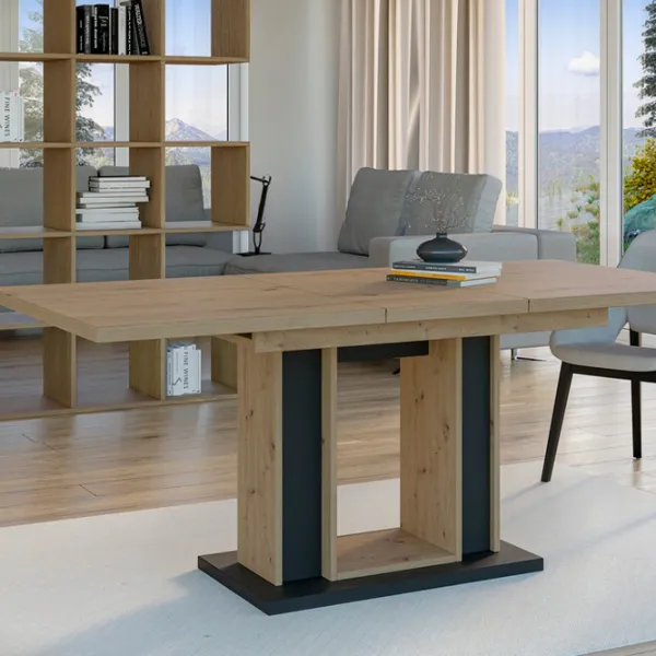 Masă de bucătărie extensibilă Prospero Forest Artisan Oak/Black PAL melaminat/ Black photo 5 Masă de bucătărie extensibilă Prospero Forest Artisan Oak/Black PAL melaminat/ Black photo 5