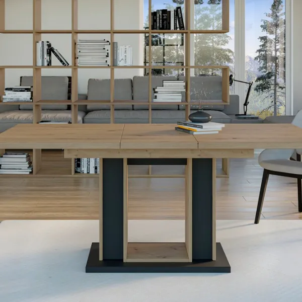 Masă de bucătărie extensibilă Prospero Forest Artisan Oak/Black PAL melaminat/ Black photo 7 Masă de bucătărie extensibilă Prospero Forest Artisan Oak/Black PAL melaminat/ Black photo 7