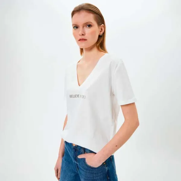 Tricou pentru femei Koton 4SAK50093EK 100% bumbac/ White photo 2