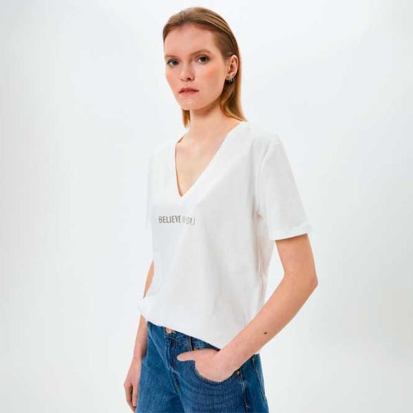 Tricou pentru femei Koton 4SAK50093EK 100% bumbac/ White photo 2