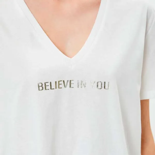 Tricou pentru femei Koton 4SAK50093EK 100% bumbac/ White photo 5