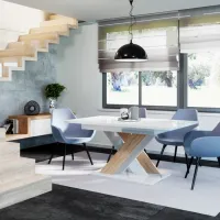 Кухонный стол раскладной Prospero Bronx White Gloss/Sonoma Oak Меламиновая ДСП/ Коричневый photo 2