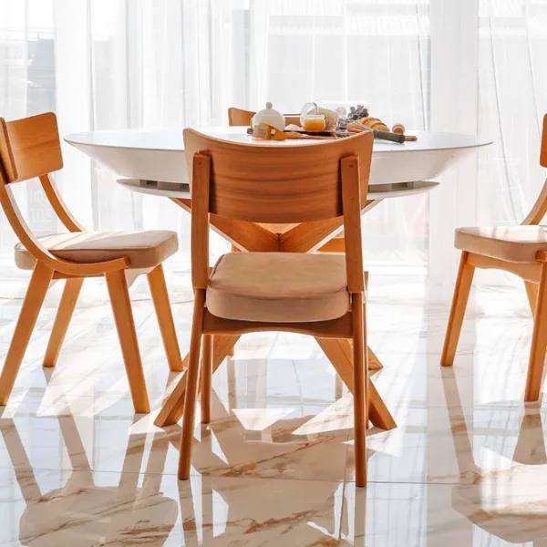 Masă de bucătărie extensibilă DecoPrim Nova Furnir Italian White+Wood Oak Leg MDF/ White photo 5
